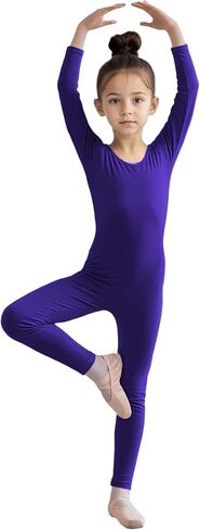 Wildarms Girls Kids Long Sleeve Dance Unitard Bodysuits Full Body Leotard للباليه والجمباز والأداء والأزياء in Kuwait
