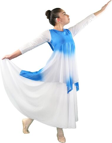 Danzcue Girls Praise Dance Tunic Watercolor Sleeveless Top Chiffon Tunic for Worship Lightweight Liturgical Dancewear in Saudi Arabia