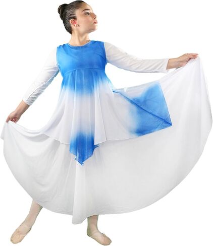 Danzcue Girls Praise Dance Tunic Watercolor Sleeveless Top Chiffon Tunic for Worship Lightweight Liturgical Dancewear in Saudi Arabia