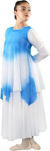 Danzcue Girls Praise Dance Tunic Watercolor Sleeveless Top Chiffon Tunic for Worship Lightweight Liturgical Dancewear in Saudi Arabia