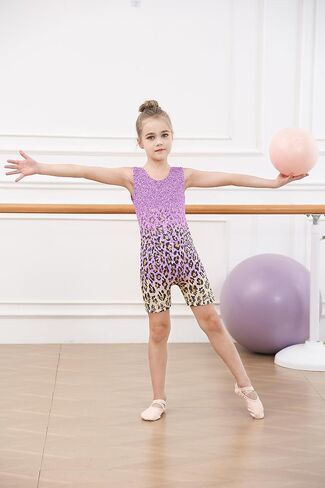 Uideazone Gymnastics Hoodards for Girls Sparkly Ballet Unitard مع شورتات من قطعة واحدة in Kuwait