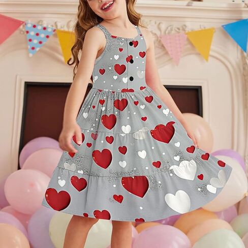 Back to School Dersses for Girls Flowy Sleeveless Sundress Casual Summer A-Line Midi Dress Cute Outfits 2-12 Years in Kuwait