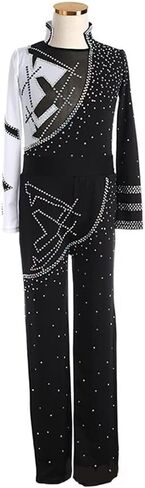 Fashion Flash Drilling Figure Skating Clothes Boys Ice Skating Training Suits Adult Skate Practice Wear (Color : Black Size : XX-Large) (Black X) in Kuwait