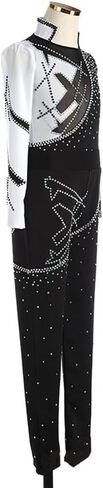 Fashion Flash Drilling Figure Skating Clothes Boys Ice Skating Training Suits Adult Skate Practice Wear (Color : Black Size : XX-Large) (Black X) in Kuwait