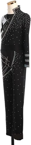 Fashion Flash Drilling Figure Skating Clothes Boys Ice Skating Training Suits Adult Skate Practice Wear (Color : Black Size : XX-Large) (Black X) in Kuwait