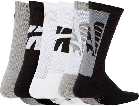 Nike Kid's Nike Everyday Crespic Crew Socks (6 زوج) ، متعدد الألوان ، متوسط in Saudi Arabia
