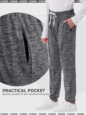 4 Pack Girls Sweatpants Jogger Lightweight Dry-Fit Active Athletic Kids Joggers with Pockets & Drawstring in Saudi Arabia
