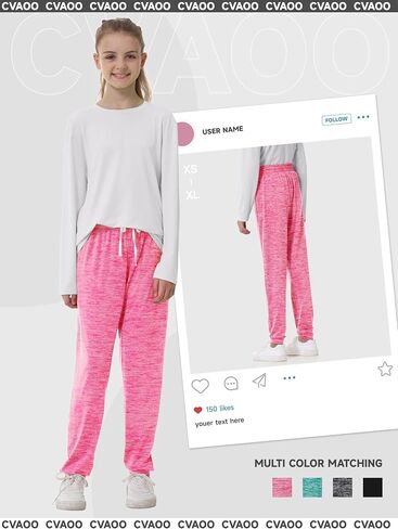 4 Pack Girls Sweatpants Jogger Lightweight Dry-Fit Active Athletic Kids Joggers with Pockets & Drawstring in Saudi Arabia