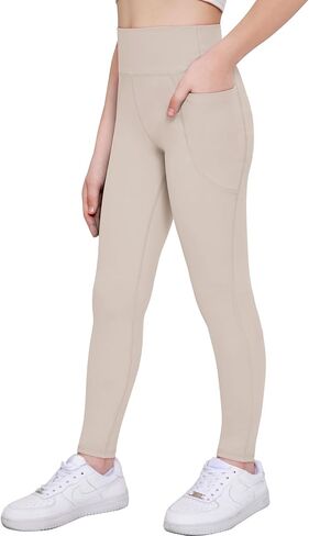 Arshiner Girls Athletic Leggings High Waist Yoga Pants for Kids with Pockets Dance Running Workout Tights in Saudi Arabia