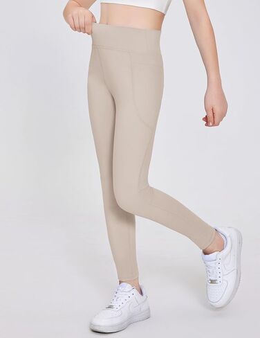 Arshiner Girls Athletic Leggings High Waist Yoga Pants for Kids with Pockets Dance Running Workout Tights in Saudi Arabia