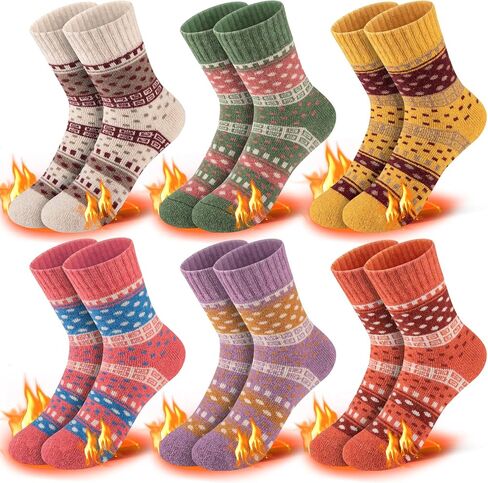 Comfoex Kids Winter Wool Socks Girls Thick Thermal Cozy Warm Socks 4-6 6-8 8-10 Years Old for Kids 6 Pairs in Saudi Arabia