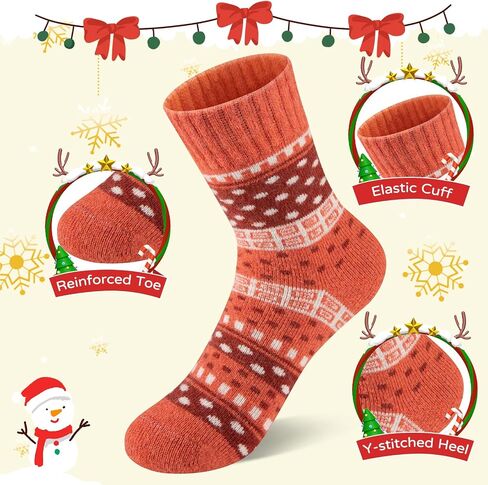 Comfoex Kids Winter Wool Socks Girls Thick Thermal Cozy Warm Socks 4-6 6-8 8-10 Years Old for Kids 6 Pairs in Saudi Arabia