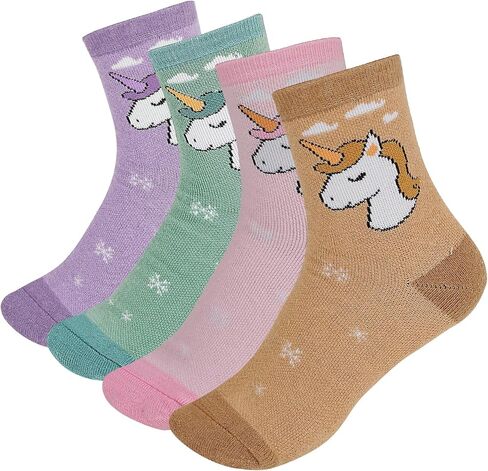 Kids Merino Wool Hiking Socks for Toddlers Boys Girls, 4 Pairs Warm Thick Thermal Crew Boot Heavy Cozy Gift Socks in Kuwait