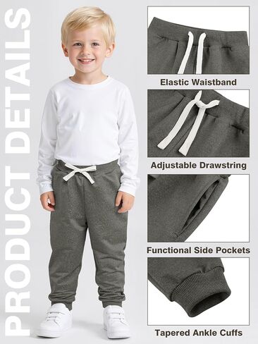 Resinta 4 Pack Toddler Boys Sweatpants Kids Pull On Casual Pants Athletic Joggers with Drawstring Pockets for Boys in Saudi Arabia