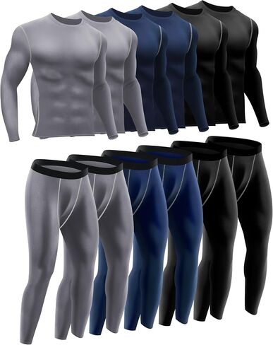 Hicarer 6 Pack Thermal Underwear for Men Fleece Lined Hunting Gear Set Base Layer Bottom Top for Cold Winter Weather in Saudi Arabia