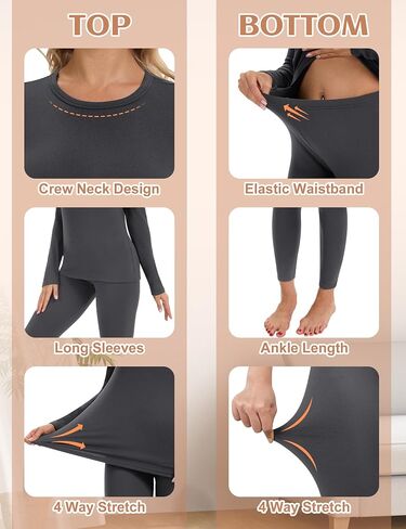 Thermal Underwear for Women Long Johns Set Fleece Lined Base Layer Cold Weather Winter Long Sleeve Shirts & Bottoms in Saudi Arabia