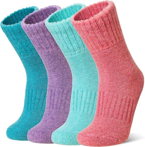 Wevias Kids Merino Wool Socks المشي لمسافات طويلة التزلج التزلج على الشتاء الحراري الدافئ الصغار الأولاد جوارب مريحة 4 أزواج in Kuwait