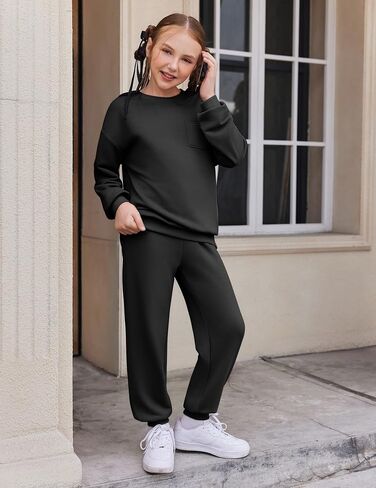 Arshiner Girls Clothes 2 Piece Fashion Fall Outfits Oversize Pullover Sweatshirt and Sweatpant Sweatsuit Sets with Pockets in Saudi Arabia