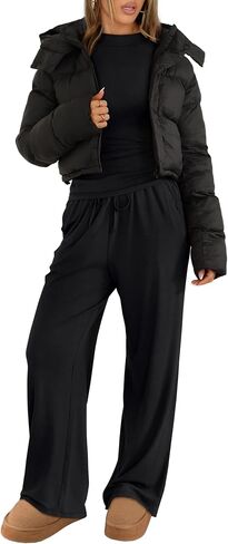 صالة Sampeel المكونة من قطعتين للنساء 2 قطعة سقوط الملابس 2025 Dock Neck Ruched Tops Wide Leg Pants Airport in Saudi Arabia
