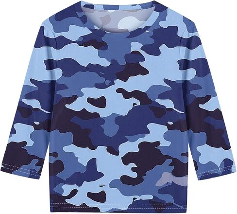 3/4 Length Sleeve Tops Kids Girl Camo Shirt Printed Crew Neck T Shirts Loose Three Quarter Casual Dressy Blouses in Saudi Arabia