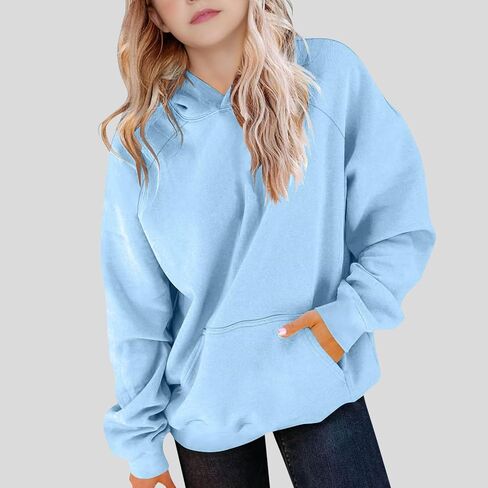 Girls Oversized Hoodie Shirts Dressy Casual Long Sleeve Tops Gradient Color Hooded Pullover Loose Kids Preppy Clothes in Saudi Arabia