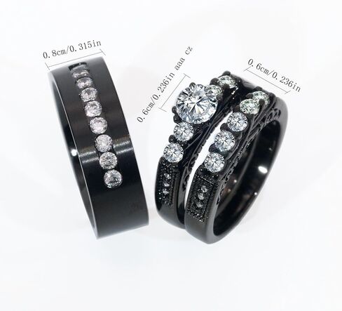 Couple Rings His Her Wedding Ring Sets for Him and Her Matching Rings Gold Plated AAA CZ Ring in Kuwait