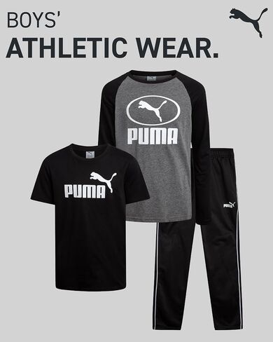 PUMA Boys Sweatpants Set - 3 Piece Fleece Pullover Long Sleeve Shirts Boys TShirt and Jogger Pants Kids Activewear Set (8-16) in Saudi Arabia