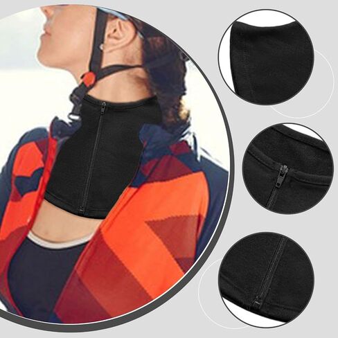Sun Protection Neck Wrap Neck Gaiter with Zipper Faux Scarf Summer Outdoor Lightweight Portable Cover- Black in Saudi Arabia