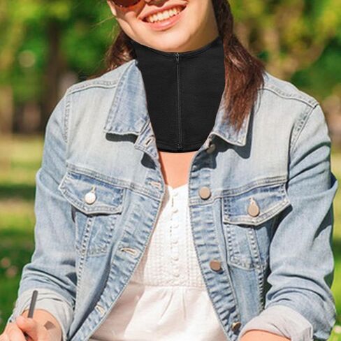 Sun Protection Neck Wrap Neck Gaiter with Zipper Faux Scarf Summer Outdoor Lightweight Portable Cover- Black in Saudi Arabia