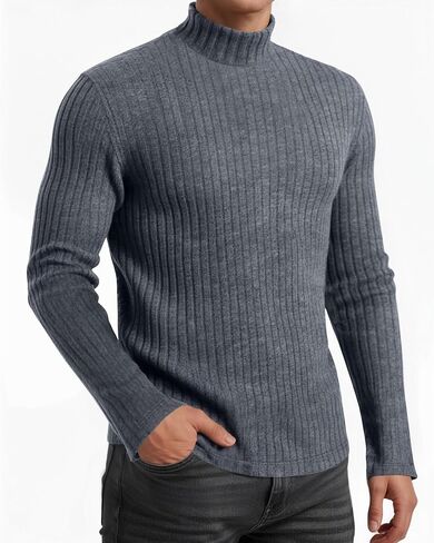 MANGOPOP Men's Mock Turtleneck Long Sleeve Shirts Fleece Ribbed Knit Pullover Sweater Basic Thermal Undershirt Tops 2025 in Saudi Arabia
