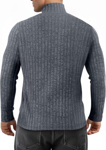 MANGOPOP Men's Mock Turtleneck Long Sleeve Shirts Fleece Ribbed Knit Pullover Sweater Basic Thermal Undershirt Tops 2025 in Saudi Arabia