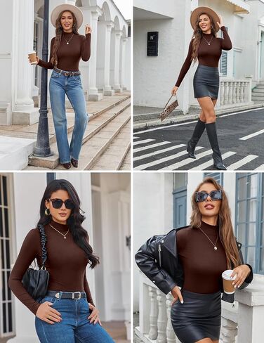 Ekouaer 3 Pack Womens Mock Prettleneck Tops قمصان طويلة الأكمام in Saudi Arabia
