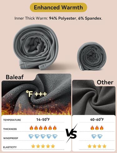 baleaf Women's Thick Fleece Lined Leggings Winter Warm Jeggings Water Resistant High Waisted Tights Snow Pants 4 Pockets in Saudi Arabia