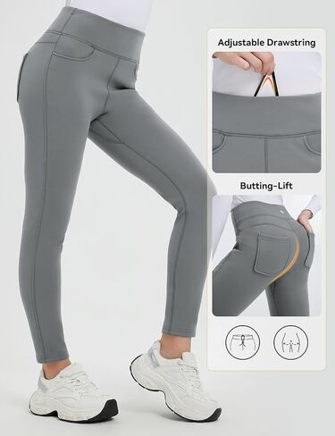 baleaf Women's Thick Fleece Lined Leggings Winter Warm Jeggings Water Resistant High Waisted Tights Snow Pants 4 Pockets in Saudi Arabia