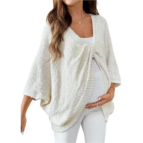 Shenhe Women's Maternity Sweater Twist Front Knit Shawl Wrap Bat Wing Sweater Cape Pullover in Kuwait