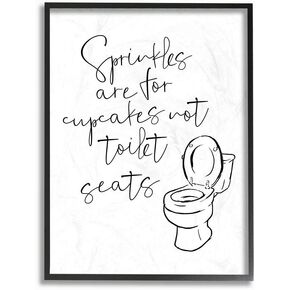 Stupell Industries Sprinkles Funny Ink Drawing Bathroom, Design by Milli Villa Wall Art, 11 x 14, Black Framed in Kuwait