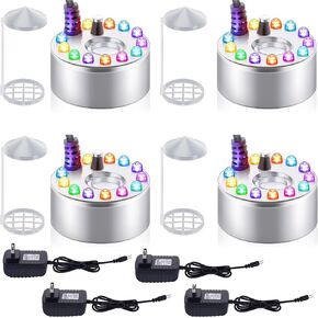 4 Pack Halloween Mist Maker Fogger with 12 LED Lights, Ultrasonic Fog Machine for Water Fountain, Pond, Indoor Outdoor Halloween Party Decor, Color Changing Air Humidifier in Saudi Arabia