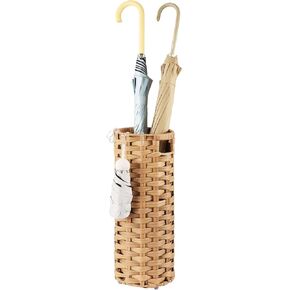 Rattan Umbrella Stand, Umbrella Holder for Entryway, Hand Woven Umbrella Rack Organizer Freestanding, with a Detachable Drip Tray, 4 Hooks, 7.5" L x 7.5" W x 16.5" H in Saudi Arabia