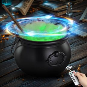 Halloween Decorations Indoor - Magic Auto Mixing Witches Cauldron - Black Plastic Punch Bowl Decor with Light String, Timer Remote for Party Home Kitchen Room Table Mantel in Saudi Arabia