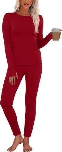WIHOLL Long Johns Thermal Underwear for Women Fleece Lined Base Layer Pajama Set Winter Clothing in Saudi Arabia
