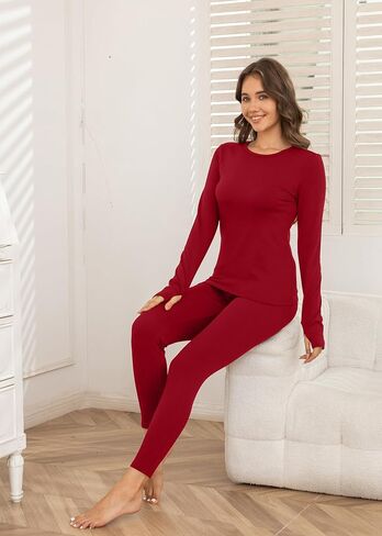 WIHOLL Long Johns Thermal Underwear for Women Fleece Lined Base Layer Pajama Set Winter Clothing in Saudi Arabia