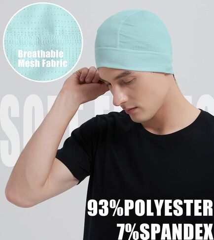 3 Pieces Lightweight Skull Cap for Men Women Breathable Helmet Liner Cooling Hat Soft Running Cycling Beanie Hats in Saudi Arabia