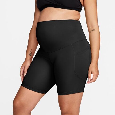 Nike (M One Women's Dri-FIT High-Waisted 8" Biker Shorts with Pockets (Maternity) (Black, FN3247-010) Size X-Small in Saudi Arabia