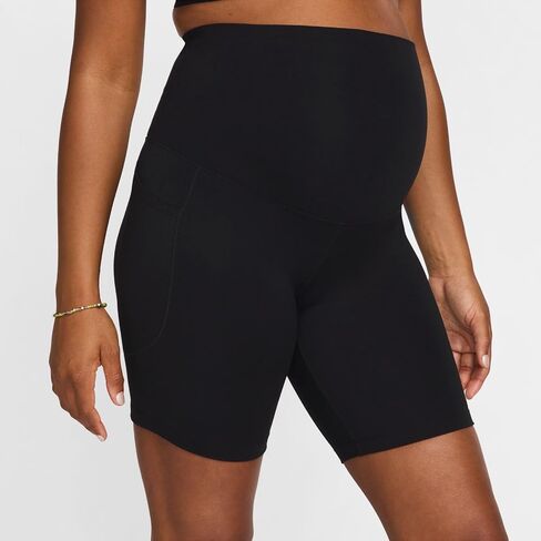 Nike (M One Women's Dri-FIT High-Waisted 8" Biker Shorts with Pockets (Maternity) (Black, FN3247-010) Size X-Small in Saudi Arabia