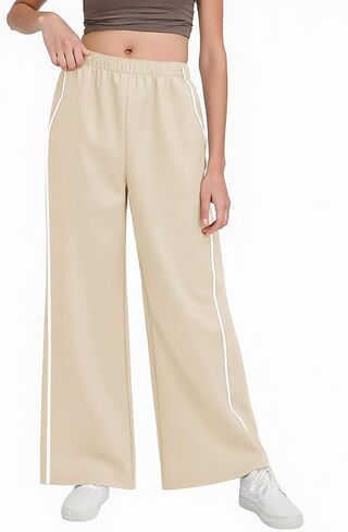 Haloumoning Girls Wide Leg Track Pants Kids Baggy Striped Parachute Pants Athletic Joggers with Pockets 5-14Y in Saudi Arabia