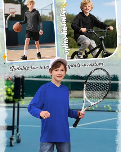 3 Pack Boys Hoodies Kids Cotton Cotton Long Sleeve Athletic Workout Sweatshirts Disual Comfy Pullover قمصان (تتراوح أعمارهم بين 6 و 18 عامًا) in Kuwait