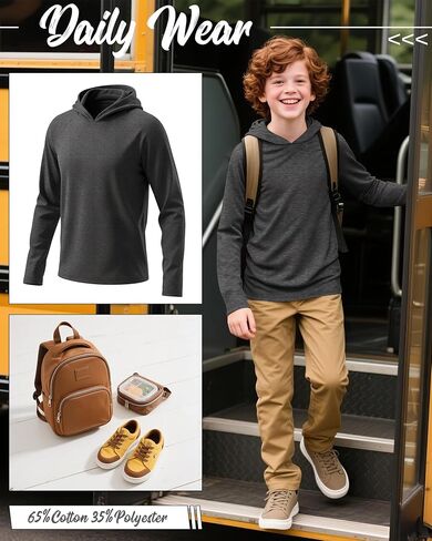 3 Pack Boys Hoodies Kids Cotton Cotton Long Sleeve Athletic Workout Sweatshirts Disual Comfy Pullover قمصان (تتراوح أعمارهم بين 6 و 18 عامًا) in Kuwait