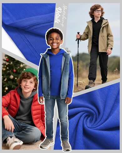 3 Pack Boys Hoodies Kids Cotton Cotton Long Sleeve Athletic Workout Sweatshirts Disual Comfy Pullover قمصان (تتراوح أعمارهم بين 6 و 18 عامًا) in Kuwait
