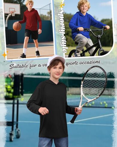 3 Pack Boys Hoodies Kids Cotton Cotton Long Sleeve Athletic Workout Sweatshirts Disual Comfy Pullover قمصان (تتراوح أعمارهم بين 6 و 18 عامًا) in Kuwait