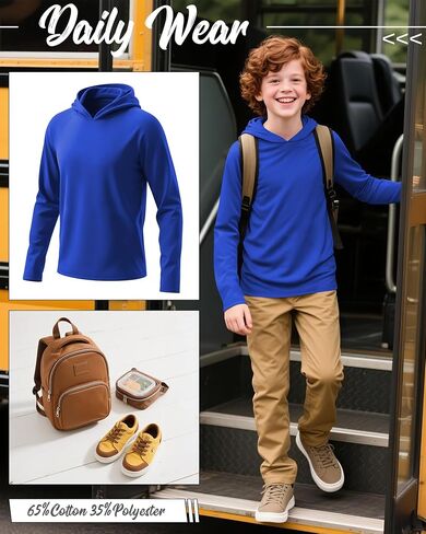 3 Pack Boys Hoodies Kids Cotton Cotton Long Sleeve Athletic Workout Sweatshirts Disual Comfy Pullover قمصان (تتراوح أعمارهم بين 6 و 18 عامًا) in Kuwait